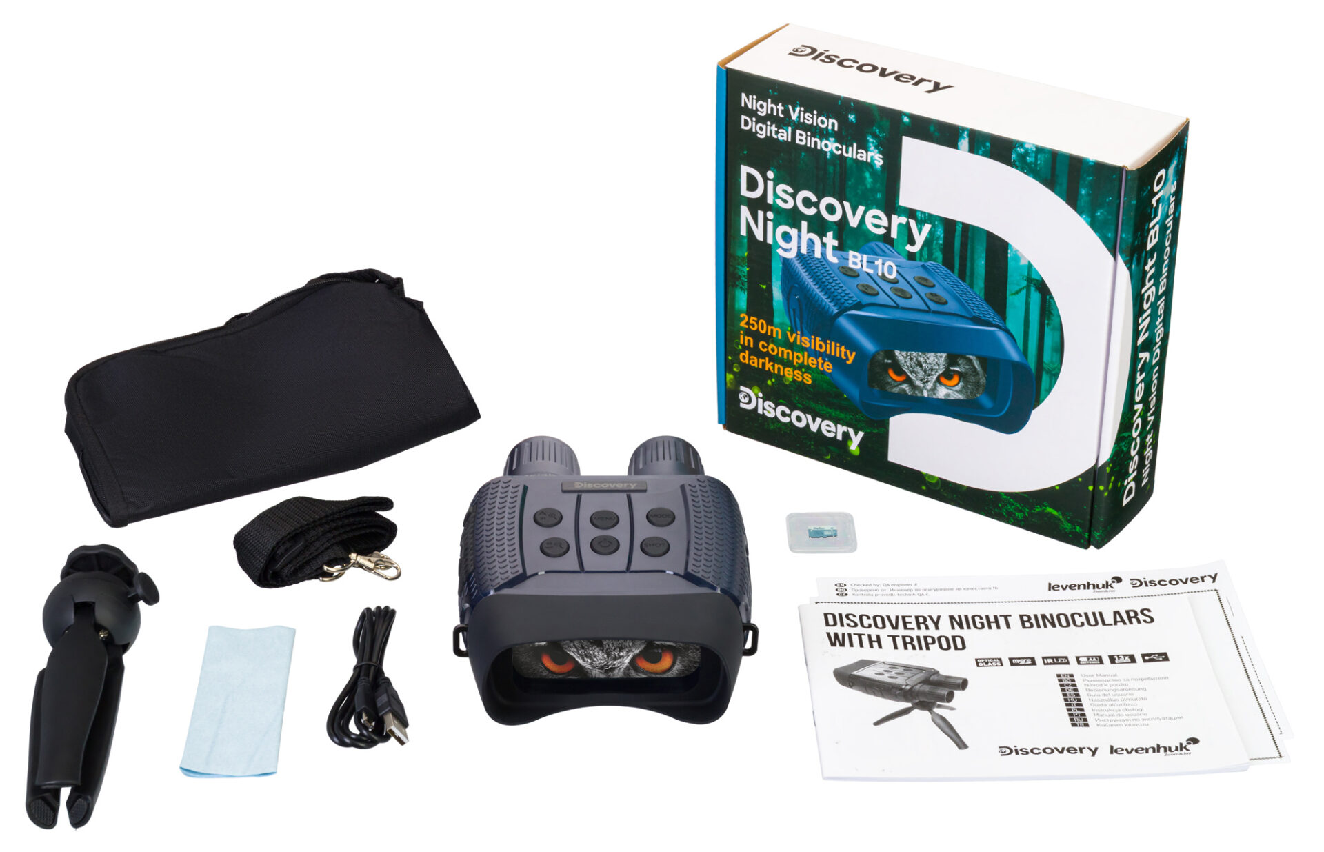 Visore notturno binoculare digitale LEVENHUK Discovery Night BL10 con treppiede - immagine 2