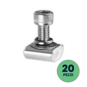 Dadi tt per ancoraggio ganci a profilo di aluminio per pannelli solari fotovoltaici (Confezione 20 pezzi)
