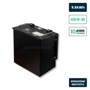 Batteria di Accumulo Rack 9.6kWh LFP 48V 200Ah 100A BMS NERA CEI 0-21