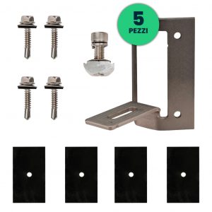 Staffe Di Acciaio per Fissaggio Pannelli Solari Fotovoltaici su Lamiera Grecata per Posa Orizzontale (Confezione 5 Pezzi)