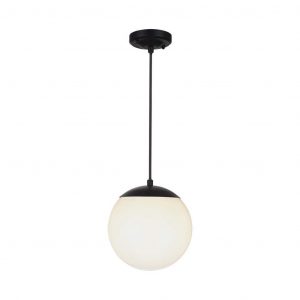 Lampada sospesa dal soffitto 1*E27 Matt Nero Opal Plastic C pallina