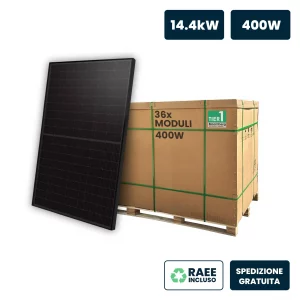 BANCALE 14KW CON 36 Pannelli Solari Fotovoltaici Moduli 400W Tier-1, Monocristallini Perc, Full Black IP67/IP68 1722x1134x30mm