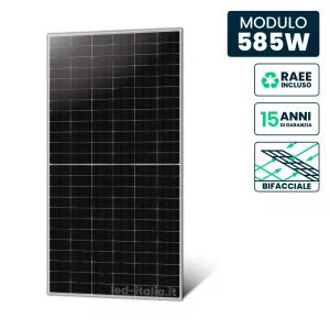 Pannello Solare 585W TIER-1 N-Type TOPCon Bifacciale Silver Frame 2278x1134x30mm