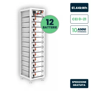 Kit rack di accumulo hv deye 61.44kwh lfp 614.4v 100ah 125a bms CEI 0-21