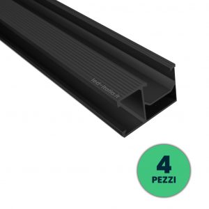 Profili in Alluminio neri per Fissaggio Pannelli Solari Fotovoltaici Lunghezza 2m (Confezione 4 Pezzi)