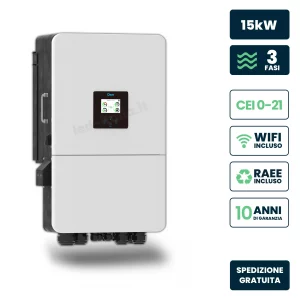 Inverter fotovoltaico deye trifase ibrido on-grid/off-grid 15kw, doppio mppt, cei 0-21, schermo lcd touch, wifi e ta inclusi, garanzia 10 anni ip65