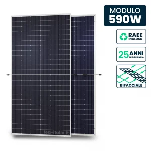 Pannello SOLRE FOTOVOLTAICO Modulo 590W Bifacciale Austa Osda Tier-1 Tier-1 Monocristallino Topcon Silver Frame IP67/IP68 2278x1134x30mm