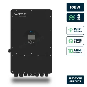 Inverter fotovoltaico deye trifase ibrido on-grid/off-grid 10kW, doppio mppt, cei 0-21, schermo lcd touch, wifi e ta inclusi, garanzia 10 anni nero ip65