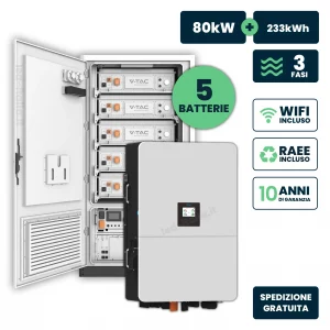 Kit Fotovoltaico Alta Tension Trifase 80KW + 233KWh RaffredDament A Liquido Garanzia 10 Anni Ip65