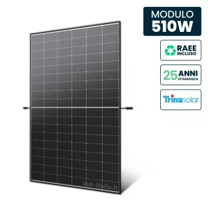 Pannello SOLARE 510W Trina Vertex S+ i-Topcon Doppio Vetro Black Frame 1961x1134x30mm