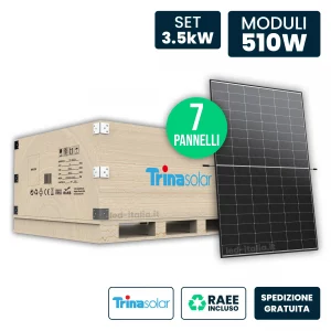 Set 3kw Con 7 Pannelli Solari 510W Trina Vertex S+ I-Topcon Doppio Vetro Black Frame Black 1961x1134x30mm