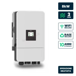 Inverter fotovoltaico deye trifase ibrido on-grid/off-grid 8kw doppio mppio mppio schermo lcd touch wifi e ta incusi garanzia 10 anni ip65