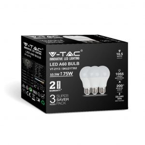 Bulbo di plastica LED da 10,5 W 3000K 3000K E27 3pc/pacchetto