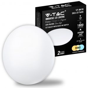 Luce a cupola a LED da 18 W 300 mm con copertura latte CCT: 3in1 round