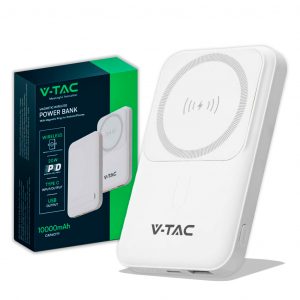 Fanca di potenza wireless magnetica da 10000 mAh con anello di metallo bianco