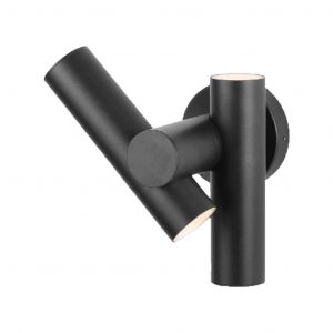 2×2,6w Luce murale a 2 vie Spot Light 4000k Black Body IP44