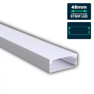 Kit di montaggio della striscia a LED con alluminio Diffuser 2000*50*20mm Silver Body