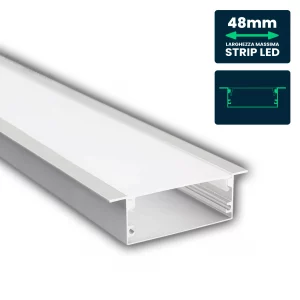 Kit di montaggio della striscia a LED con alluminio Diffuser 2000*50*20mm Silver Body