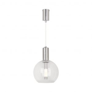 Lampadario a pendente a LED 5W con design contemporaneo con sfera di vetro trasparente 200*1905 mm Colore in acciaio Elegante finitura 3000K 3000K