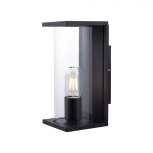1*E27 WALL LAMP LIGHT HOLDER WITH CLEAR GLASS -MATT BLACK