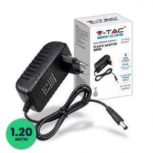 Alimentazione in plastica 30W 12V 2,5A Plug e gioca con 2,1 Jack Black Color 1,2m Cavo IP44