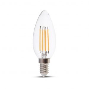 Bulb LED 4W Filamento E14 Candela trasparente Dimmabile 3000K
