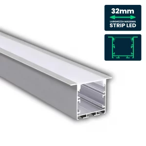 Kit di montaggio della striscia a LED con alloggiamento bianco in alluminio diffusore 2000*50*35mm