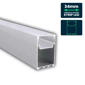 Kit di montaggio della striscia a LED con alloggiamento bianco in alluminio diffusore 2000*50*75mm