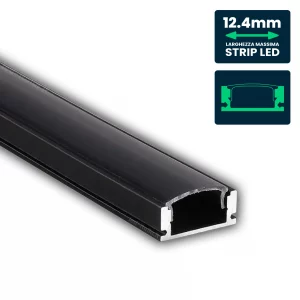 Kit di montaggio della striscia a LED con alluminio diffusore 2000*17,4*7mm alloggiamento nero