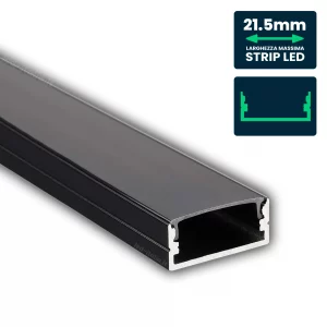 Kit di montaggio della striscia a LED con alluminio diffusore 2000* 23,5* 9,8 mm Alloggiamento nero