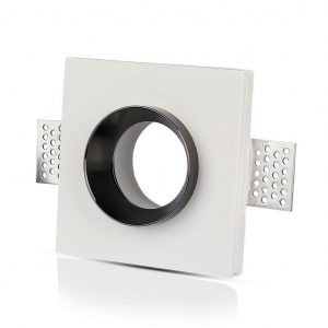 Luce di incasso bianca in gesso GU10 con quadratura di metallo cromato