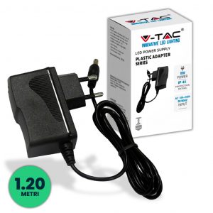 Alimentazione in plastica 18W 12V 1,5A Plug e gioca con 2,1 Jack Black Color 1,2m Cavo IP44