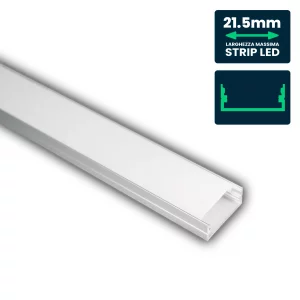 Kit di montaggio della striscia a LED con alluminio diffusore 2000* 23,5* 10mm alloggiamento bianco