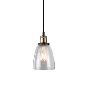 Luce a sospensione in vetro vintage trasparente d: 140mm