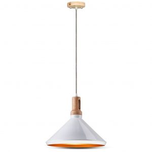 Moderno a sospensione in legno top in legno top color bianco d: 250mm