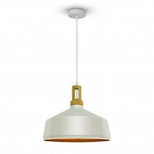 Moderno a sospensione a sospensione in legno top in ferro bianco colore d: 350mm