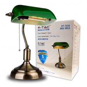 Porta della lampada da tavolo vintage E27 con interruttore verde