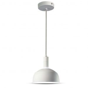 Porta della lampada a sospensione in plastica E14 con tonalità in alluminio scivolo bianco