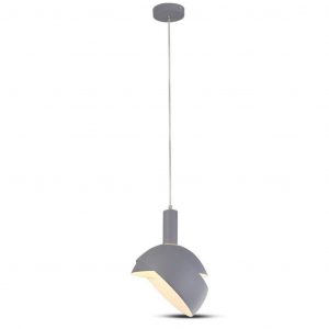 Porta della lampada a sospensione in plastica E27 con tonalità in alluminio grigio