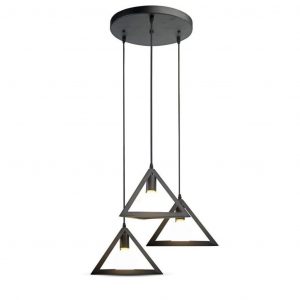 Trio Geometric Black Pendant Light E27 con baldacchino nero