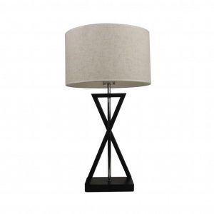 Lampada da tavolo designer E27 con paralume in avorio Base nero + interruttore rotondo