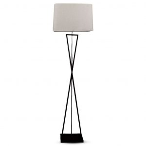 Lampada del pavimento del design con palapshade in avorio nero quadrato in metallo nero + interruttore