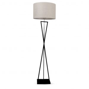 Lampada del pavimento del design con palapshade in avorio nero rotondo in metallo nero + interruttore