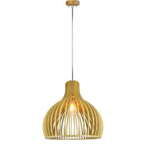 Luce a sospensione in legno con cappuccio decorativo cromato + baldacchino + paralume rotondo d350*450mm