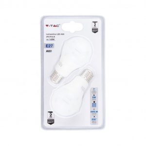 Bulbo LED – 9W E27 A60 Modifica del colore 3000K/4000K/6400K (Blister 2 Pezzi)