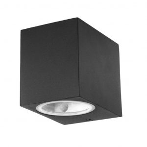 Parete slitting GU10 in alluminio corpo quadrato nero a 1 via IP44