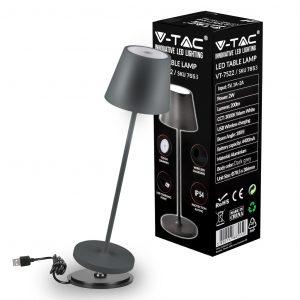 LED LAMPAGGIO da 2W da tavolo (batteria 4400Ma) Carica wireless 3000K IP54 Dimmabile Grey Body