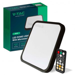 Sensore a microonde a microonde quadrata a cupola LED da 18 W Frame nero 4000K IP44