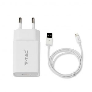 Set di ricarica rapida con adattatore da viaggio e cavo micro USB bianco