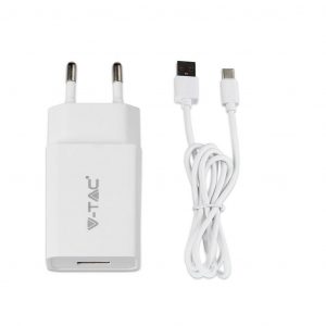 Set di ricarica rapida con adattatore da viaggio e cavo USB di tipo C bianco